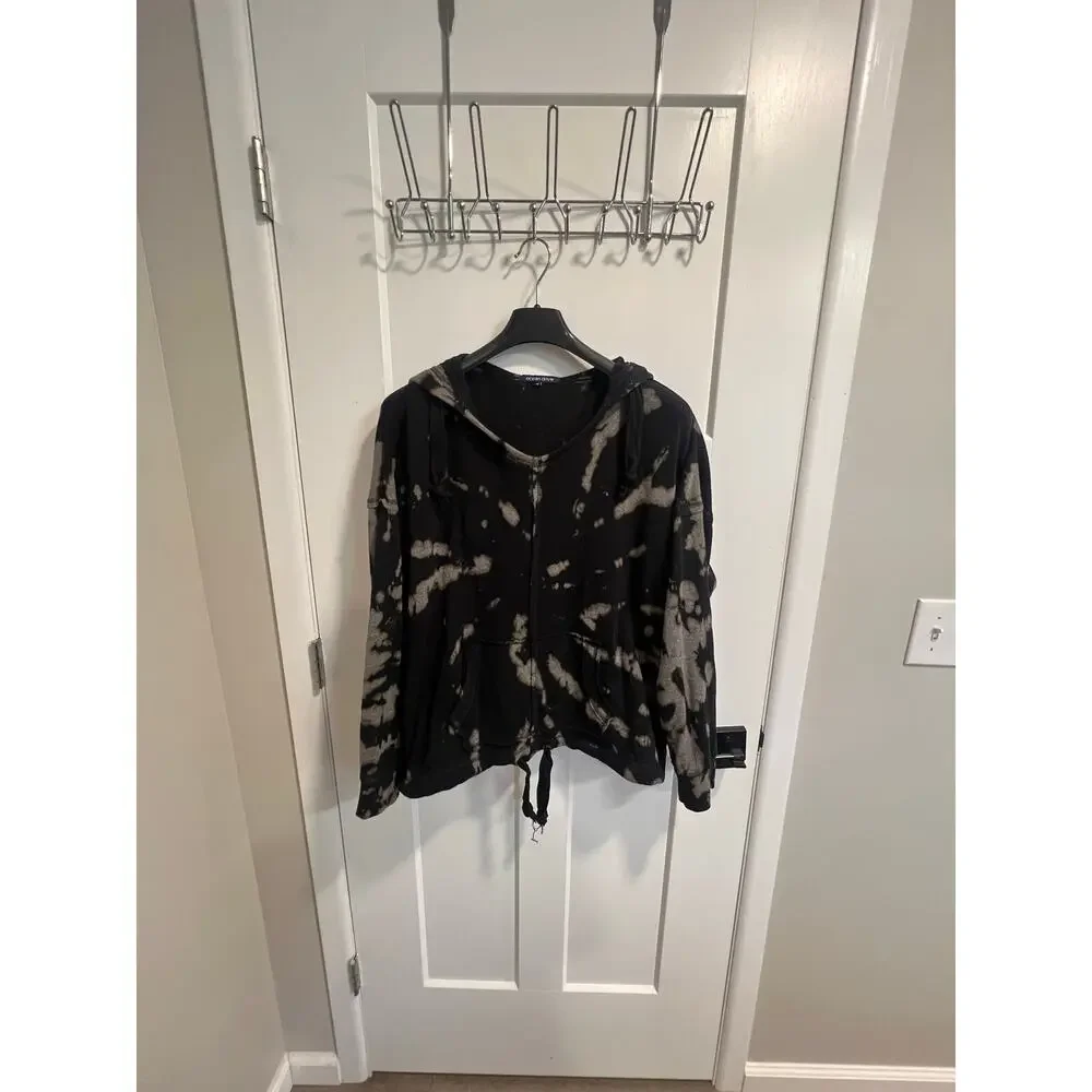 Ocean Drive‎ Black/Grey Womens Tie Dye Hooded Sweatshirt Size M Grunge - Picture 2 of 6
